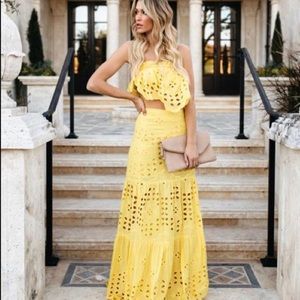 Vici Two Piece Yellow Eyelet Set